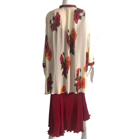 Virginie Paris Micro Pleated 2 Pc Dress Floral Vintage France - Picture 3 of 12